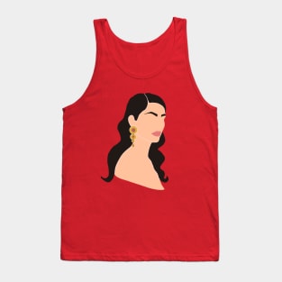 Minimalistic abstract female portrait Beautiful brunette Tank Top